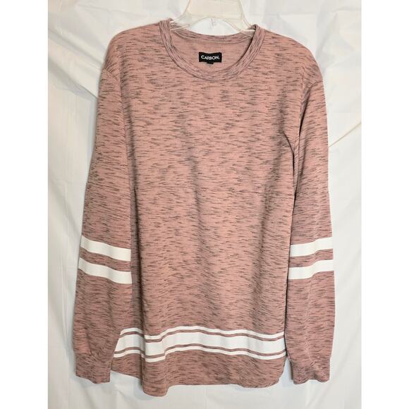 Carbon Sweatshirt Women's XL Pink & White Crewneck Long Sleeve Oversized - Picture 1 of 6